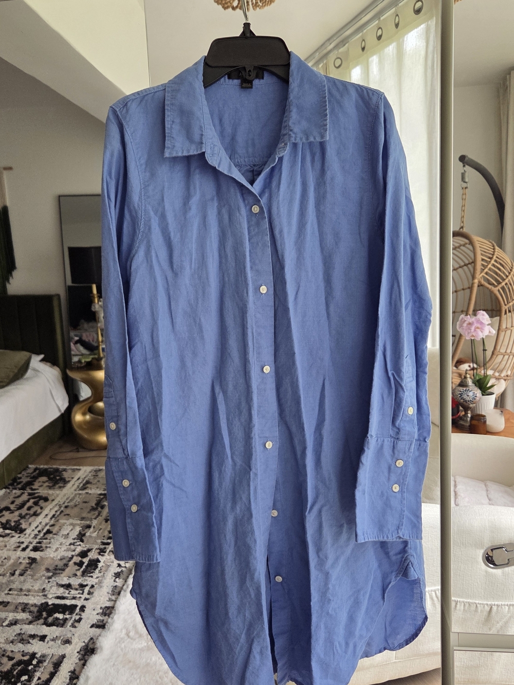 J. Crew Blue Casual Button-Down Longline Shirt